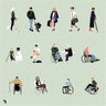 Flat Vector Disabled People 2 Digital Artwork drawings | Toffu Co
