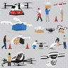 Flat Vector Drone Port Digital Artwork drawings | Toffu Co