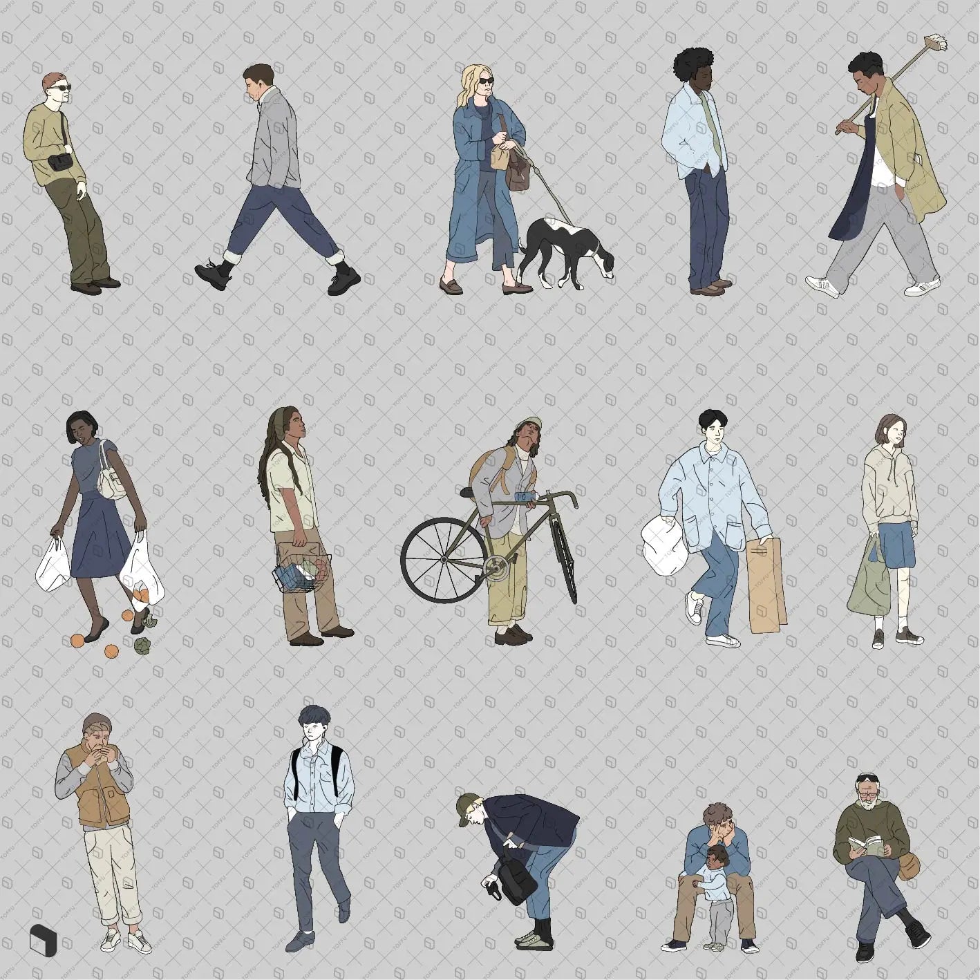 Flat Vector Everyday People Digital Artwork drawings | Toffu Co