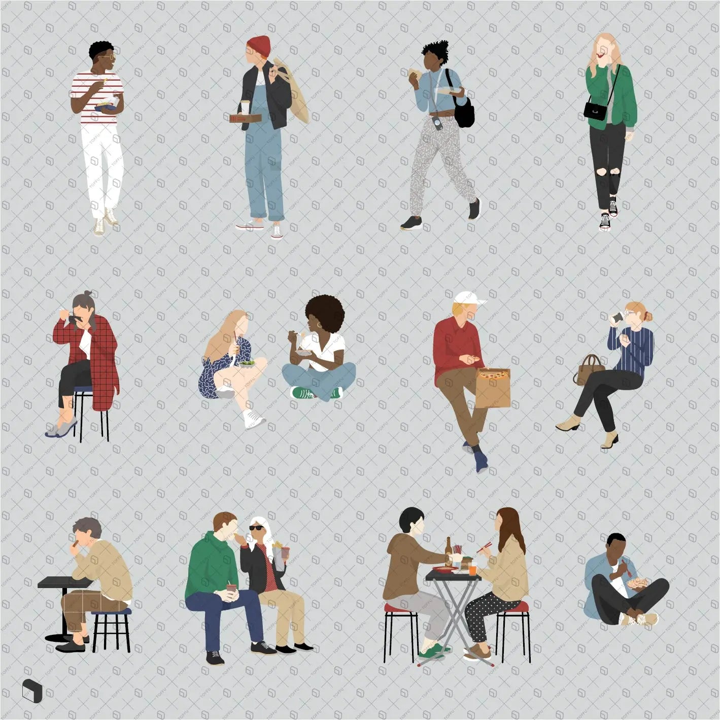 Flat Vector Foodies 4 Digital Artwork drawings | Toffu Co