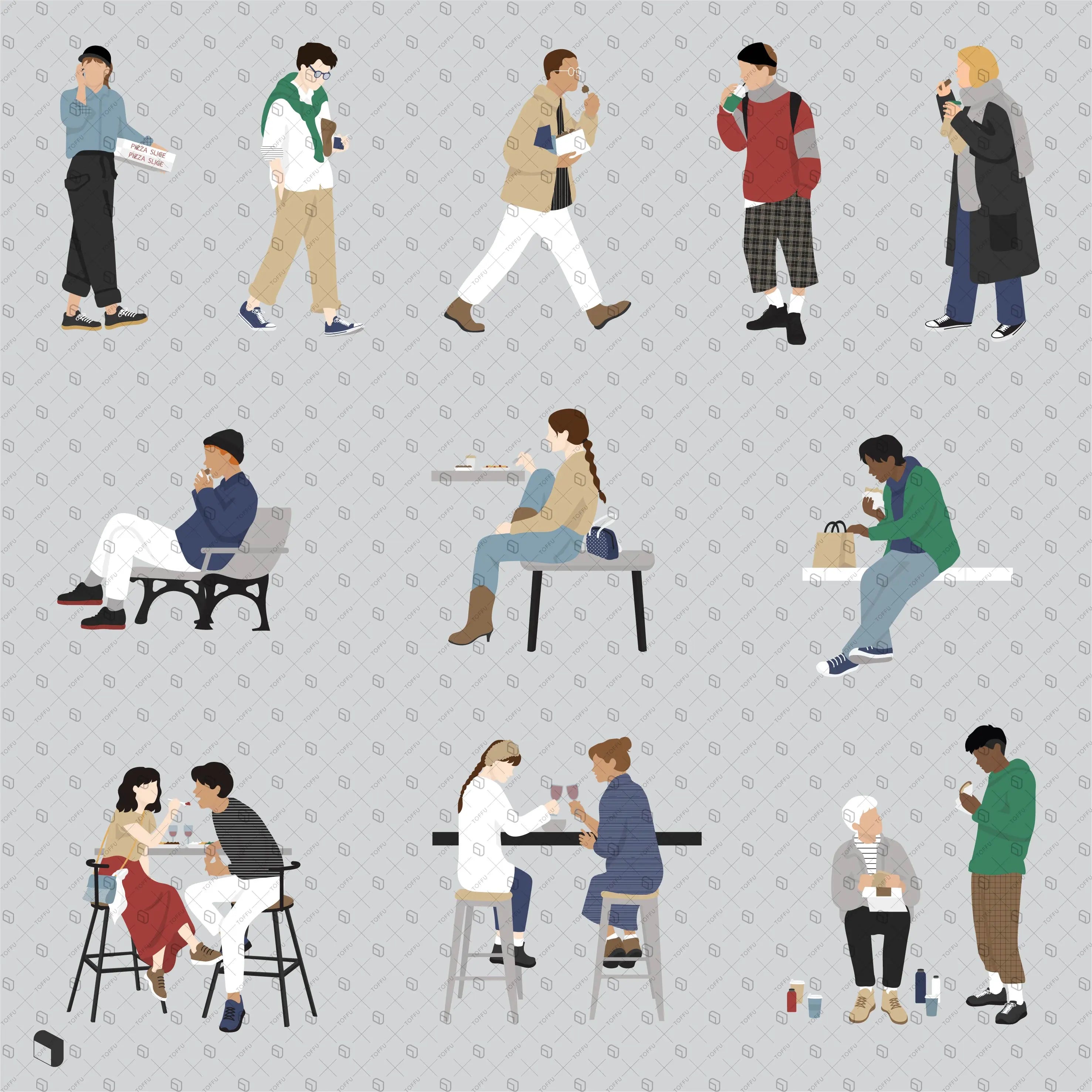 Flat Vector Foodies 5 Digital Artwork drawings | Toffu Co