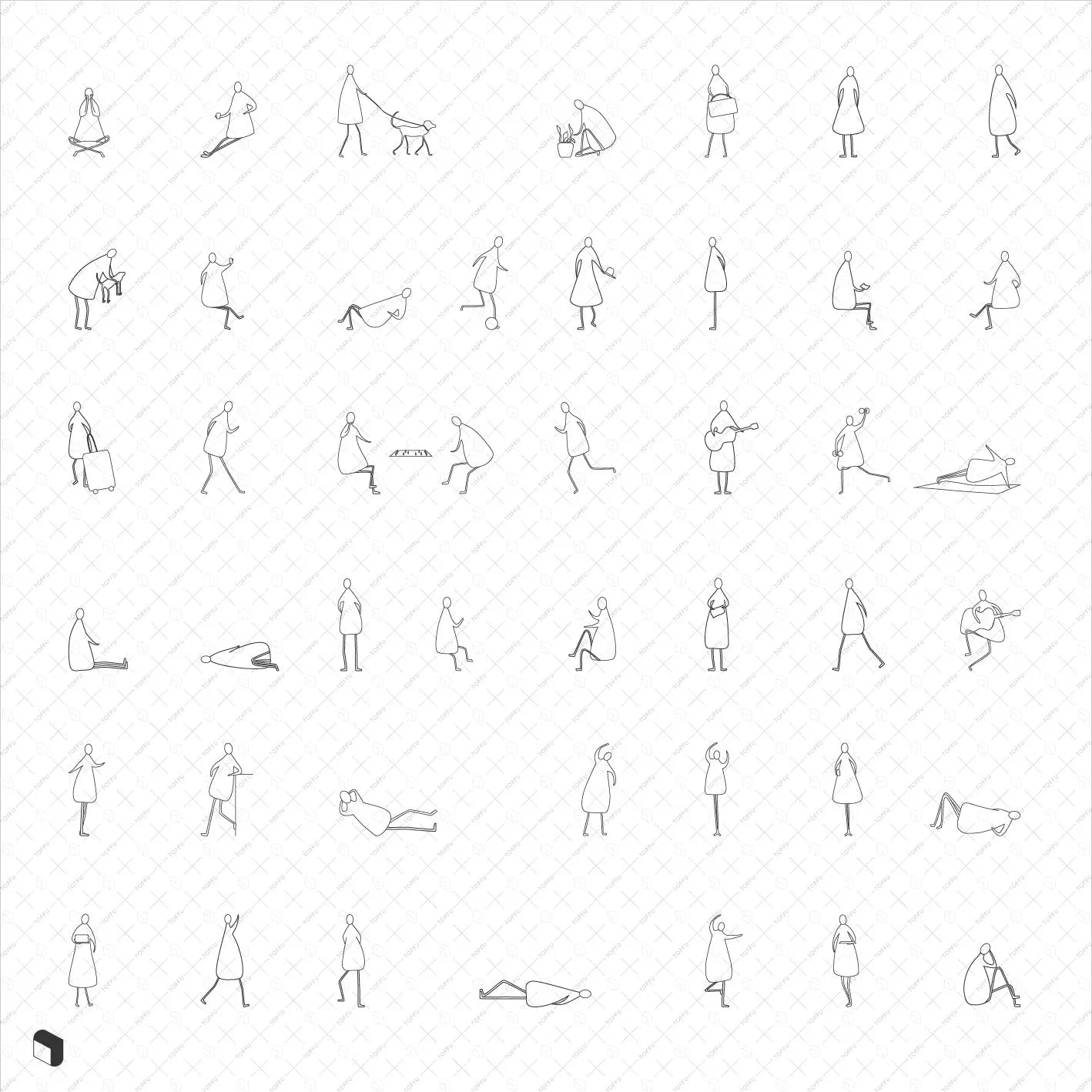 Flat Vector Freehand People Digital Artwork drawings | Toffu Co