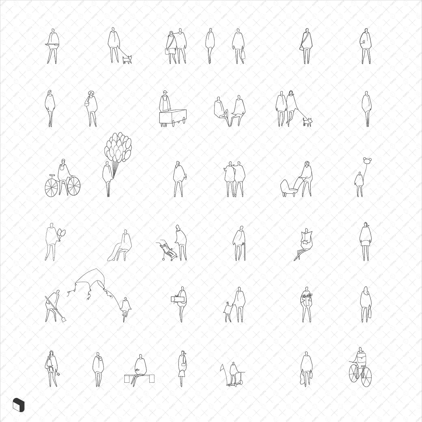 Flat Vector Freehand People 2 Digital Artwork drawings | Toffu Co
