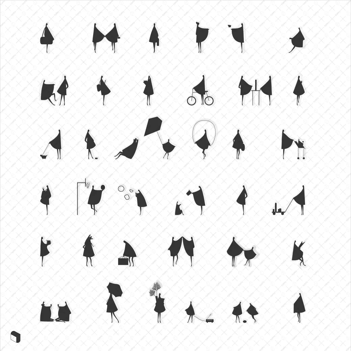 Flat Vector Freehand People 6 Digital Artwork drawings | Toffu Co