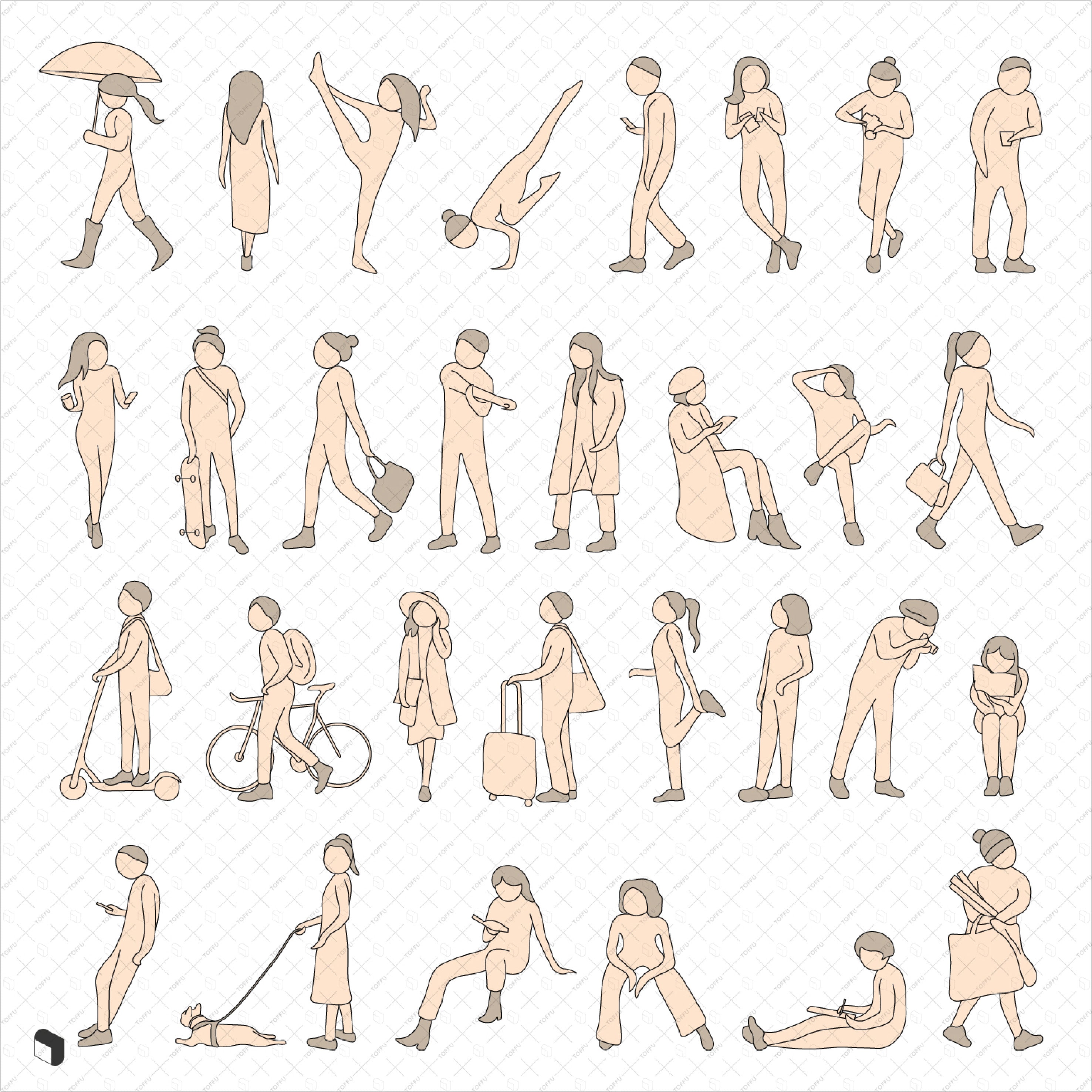Flat Vector Freehand People 7 PNG - Toffu Co