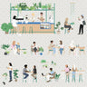 Flat Vector Botanical Cafe 2 Digital Artwork drawings | Toffu Co