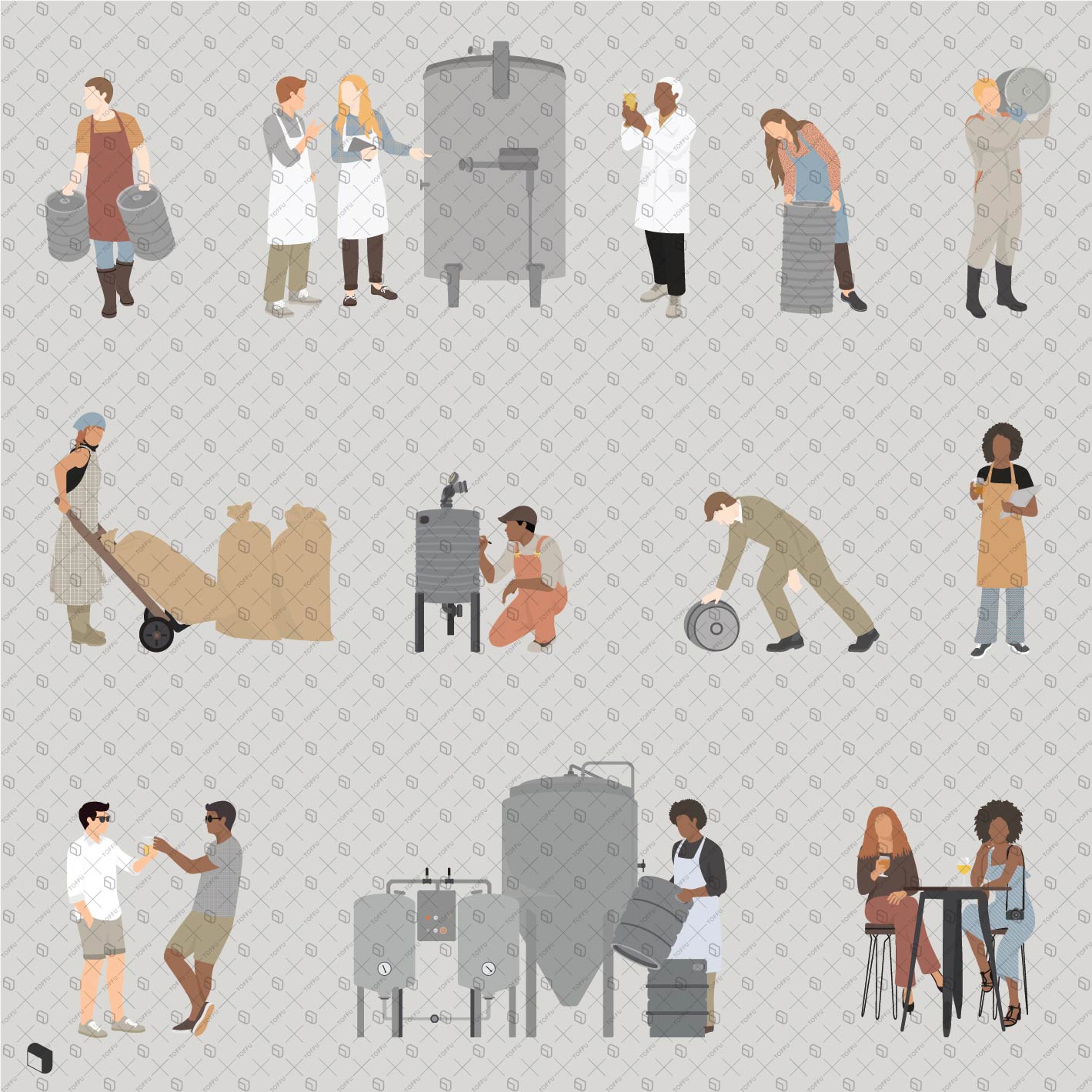 Flat Vector Brewery People PNG - Toffu Co