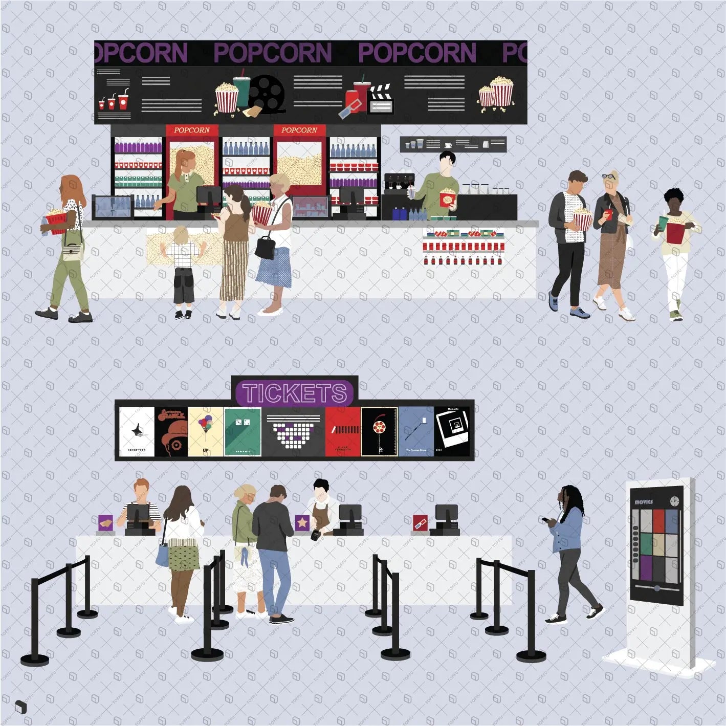 Flat Vector Cinema Foyer Zone Uncategorized drawings | Toffu Co