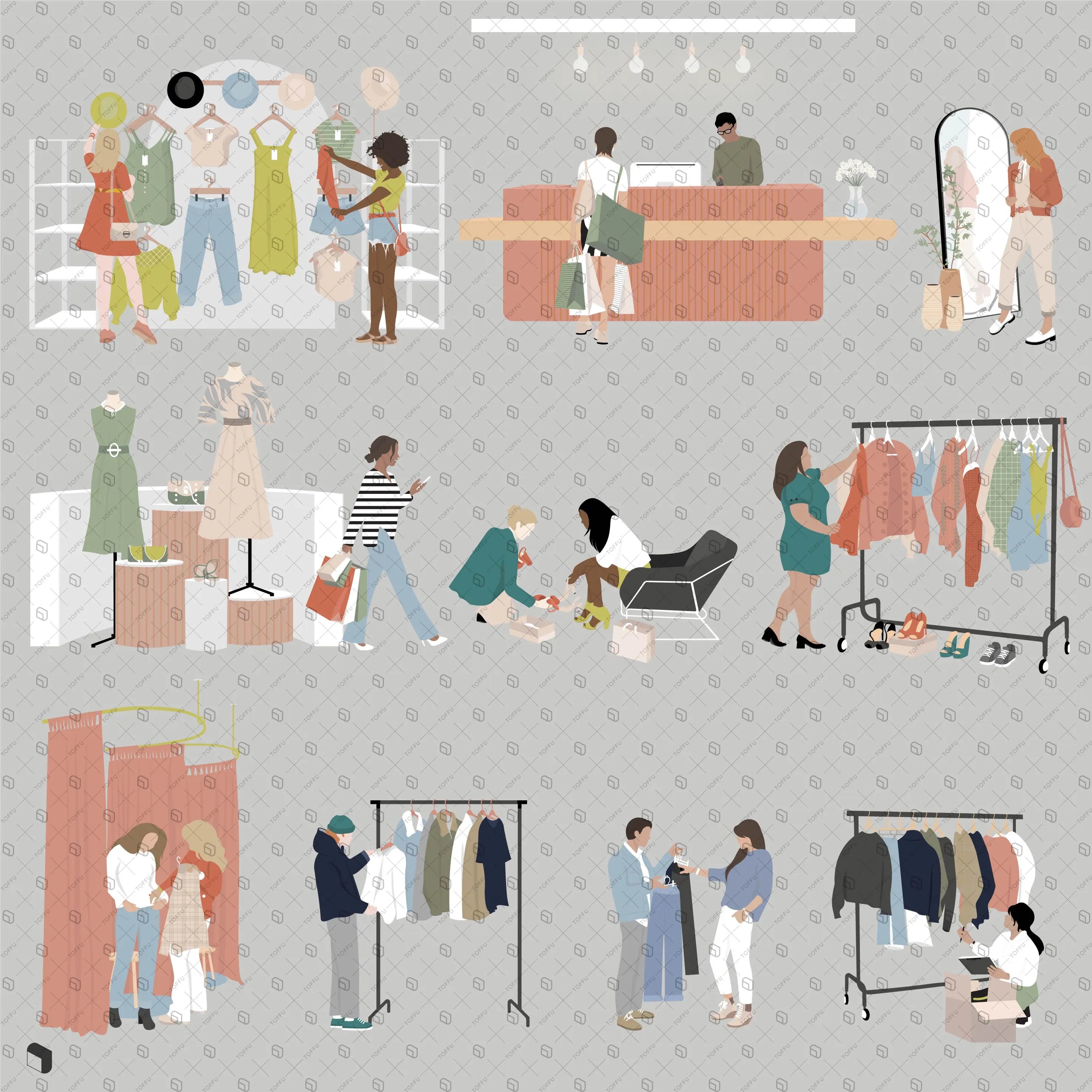 Flat Vector Clothing Shop Uncategorized drawings | Toffu Co