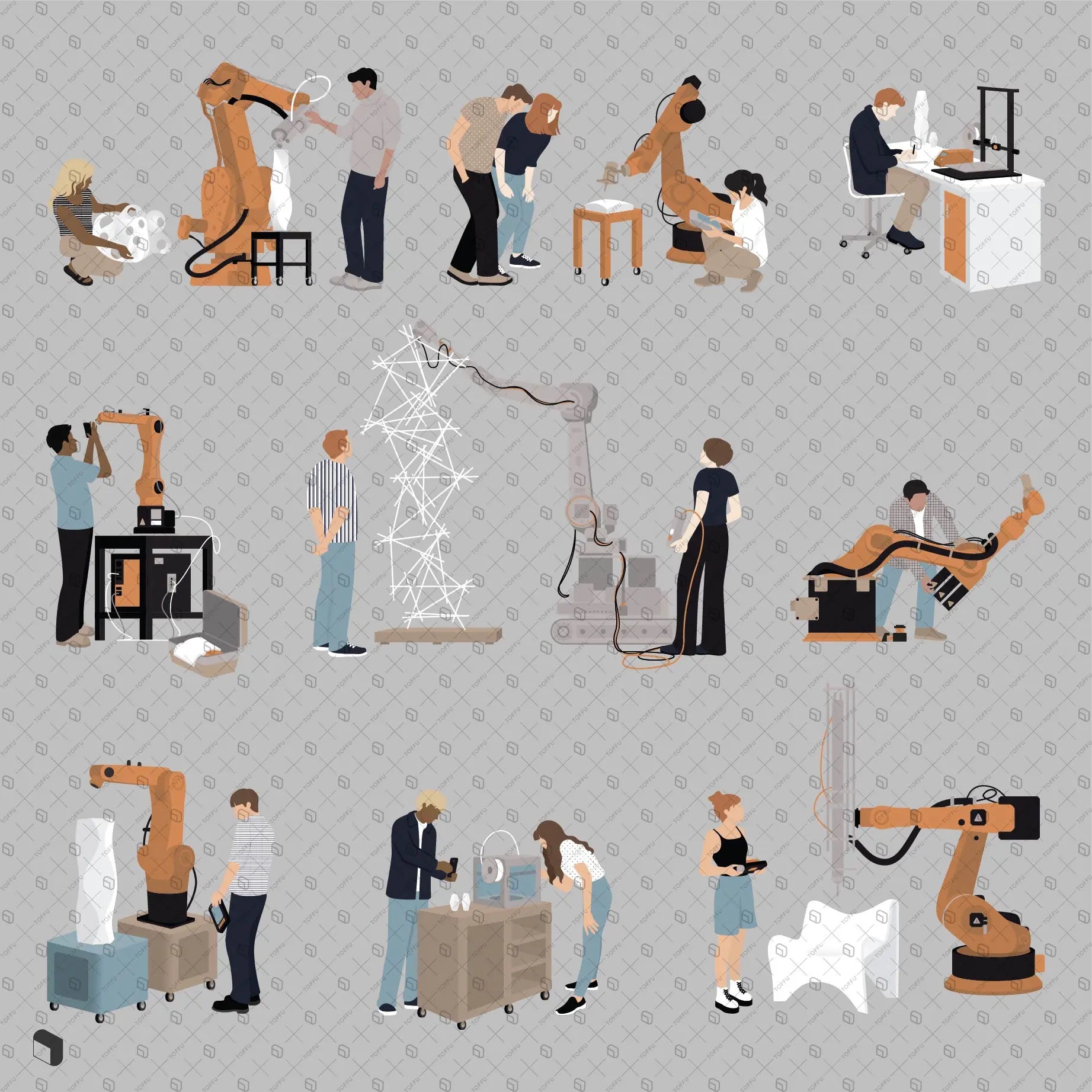 Flat Vector Digital Fabrication Digital Artwork drawings | Toffu Co
