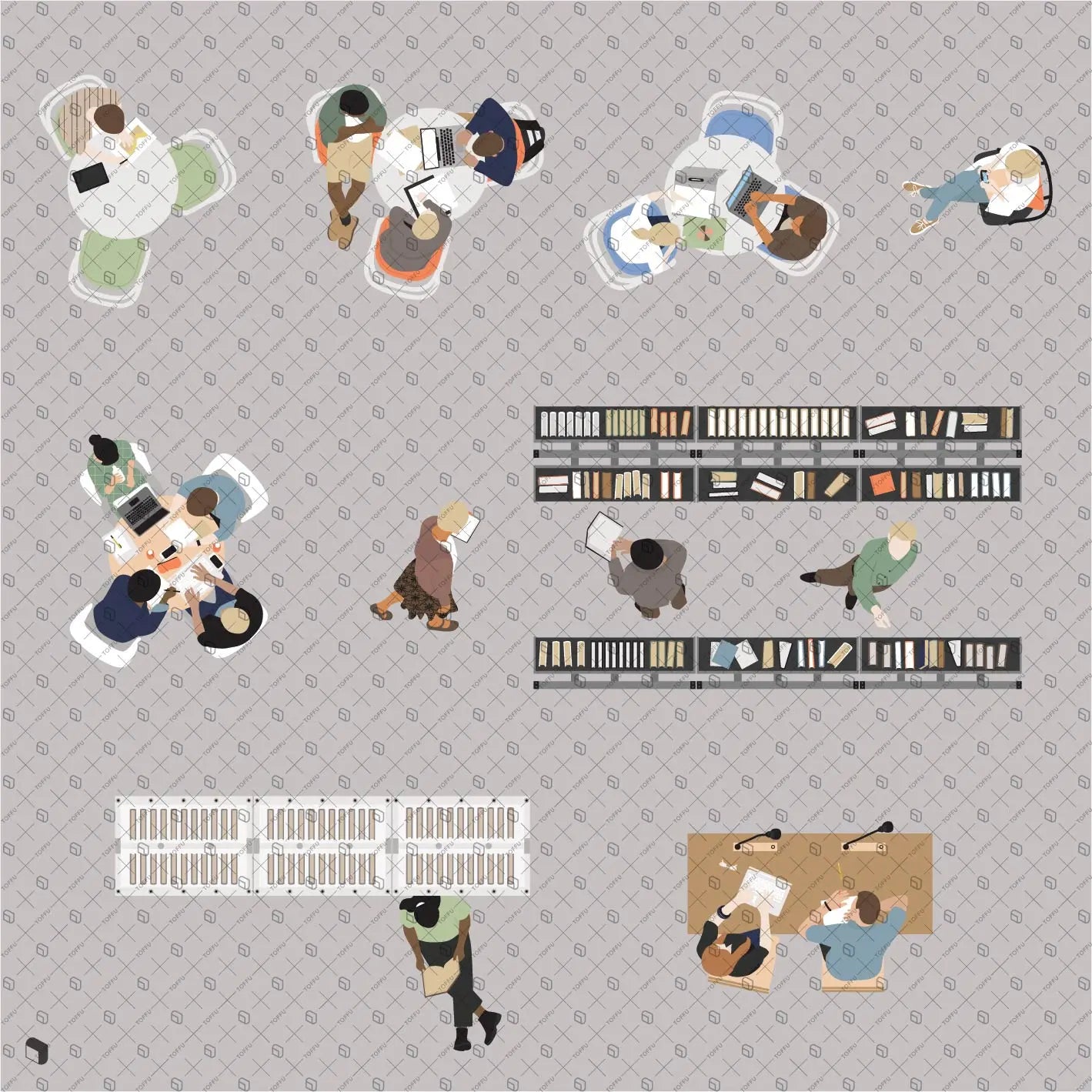 Flat Vector Library Top View 2 Digital Artwork drawings | Toffu Co