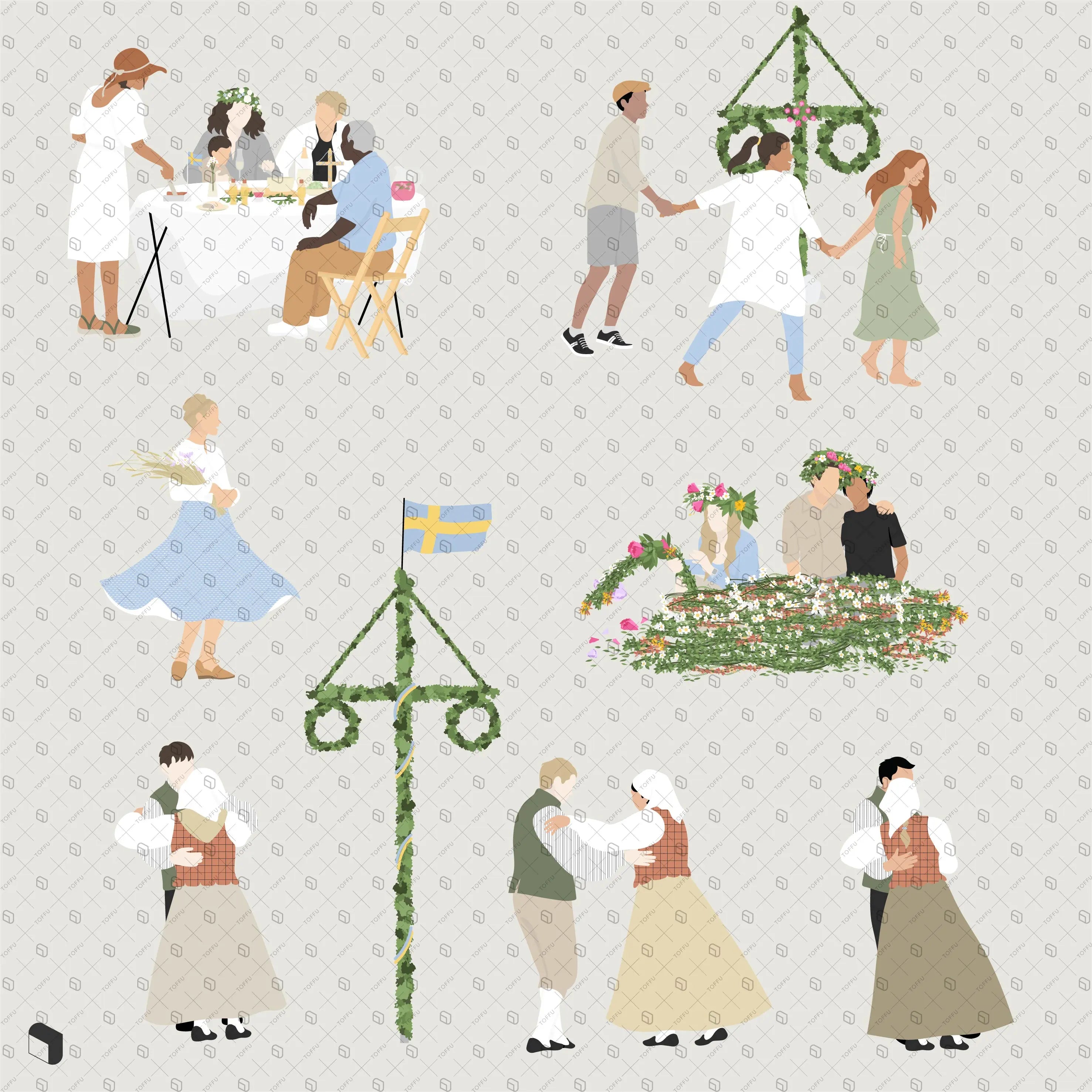 Flat Vector Midsummer Digital Artwork drawings | Toffu Co