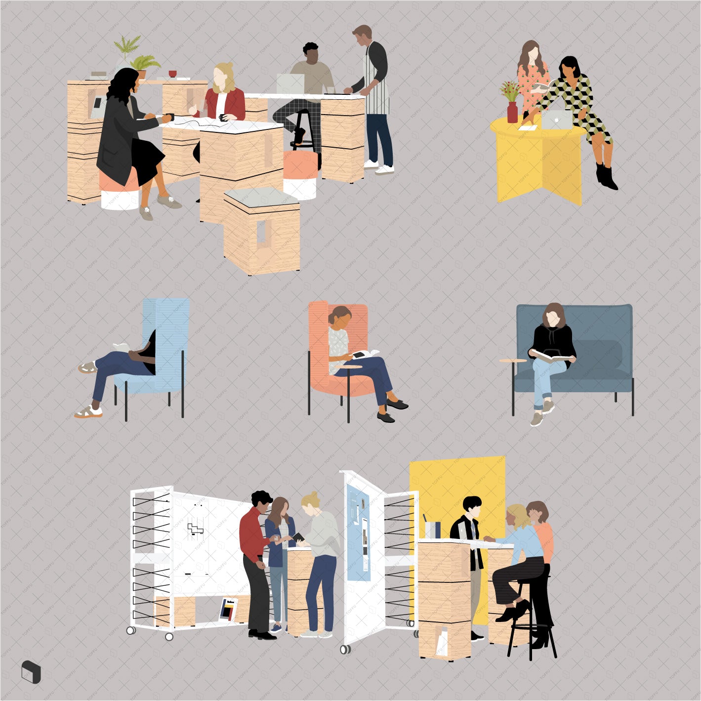 Flat Vector Office People - Toffu Co