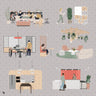 Flat Vector Office Setups Digital Artwork drawings | Toffu Co