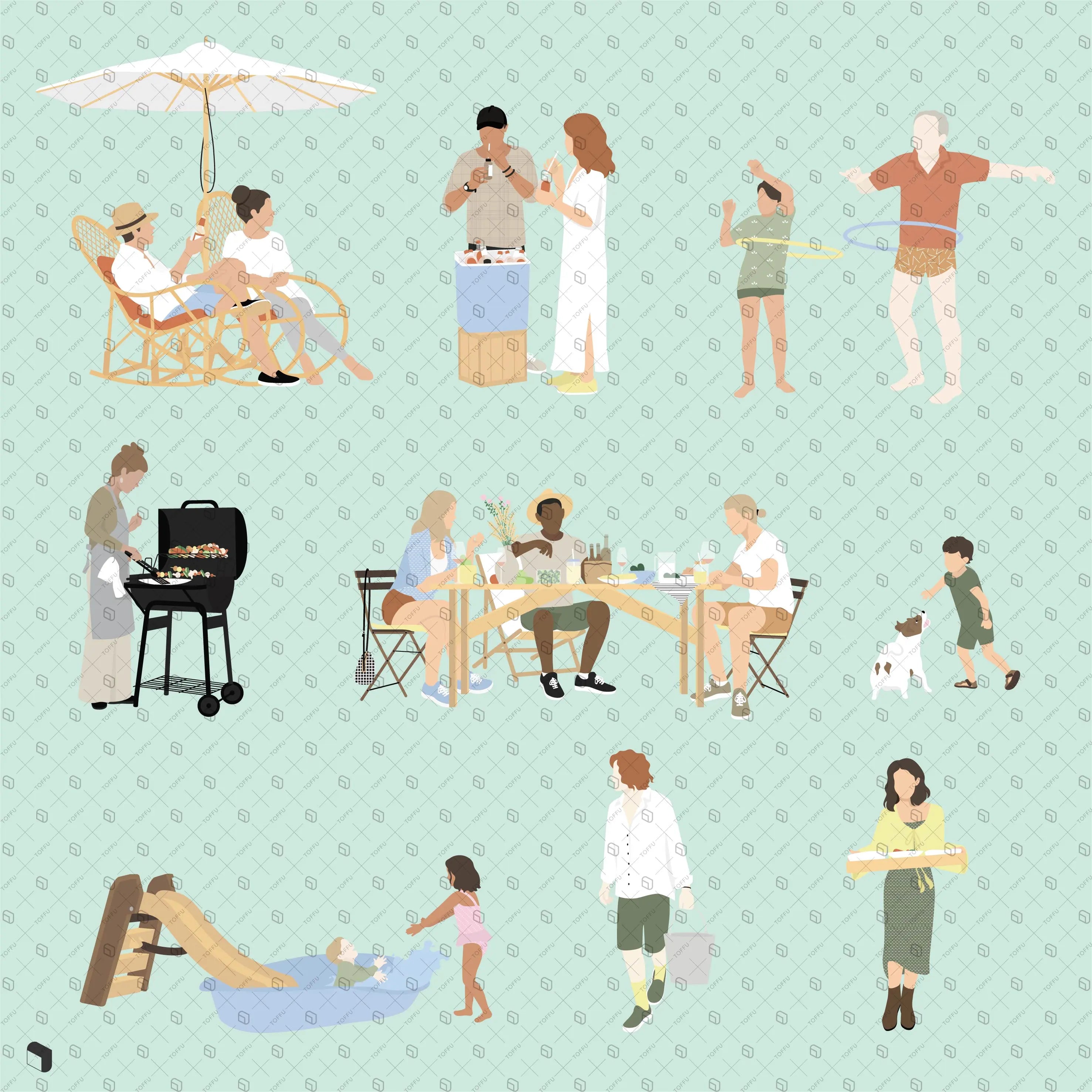 Flat Vector Garden Party Digital Artwork drawings | Toffu Co