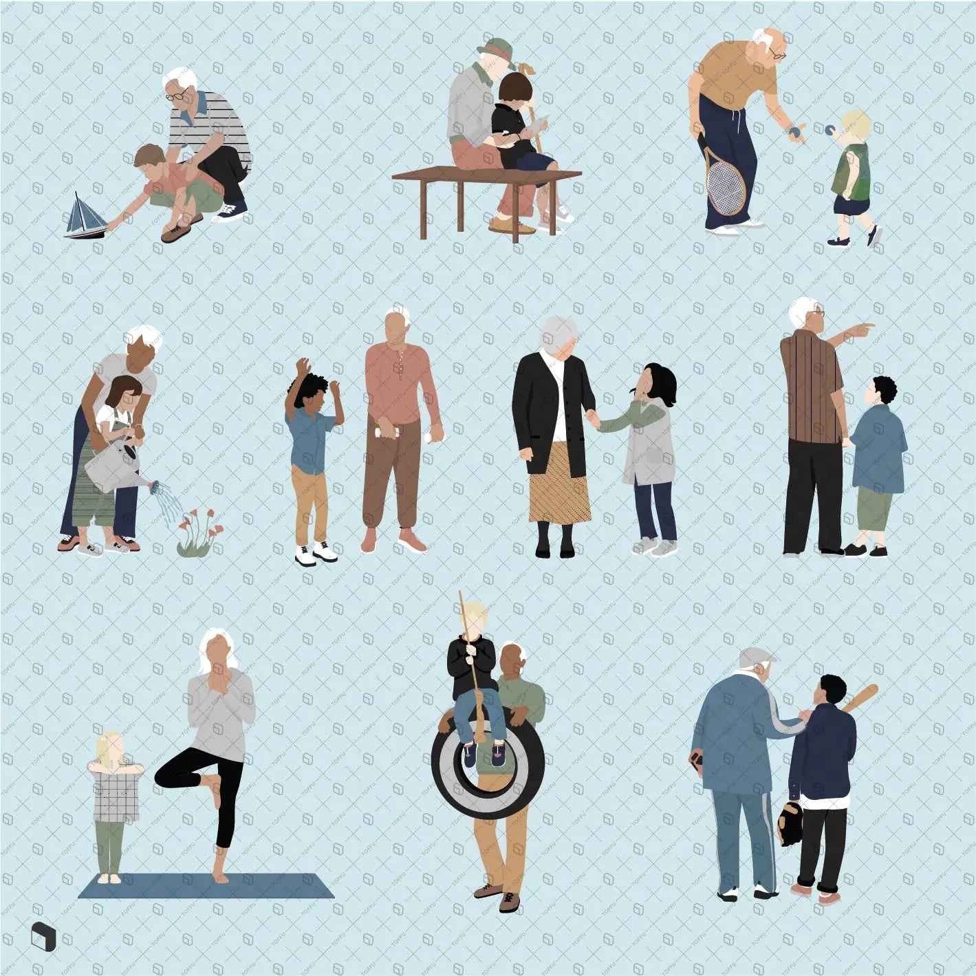 Flat Vector Generations 3 Digital Artwork drawings | Toffu Co