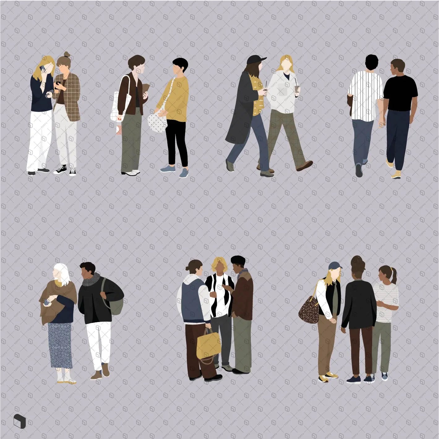 Flat Vector Groups 9 Digital Artwork drawings | Toffu Co