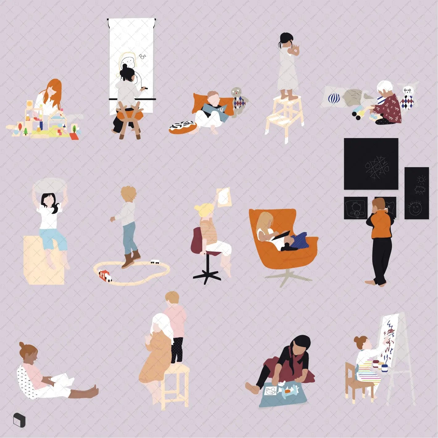 Flat Vector Raphic Children Flat Vector Kids 2 | Toffu Co