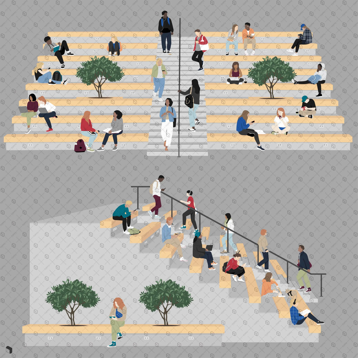 Learning Stairs Design Flat Vector Learning Stairs | Toffu Co
