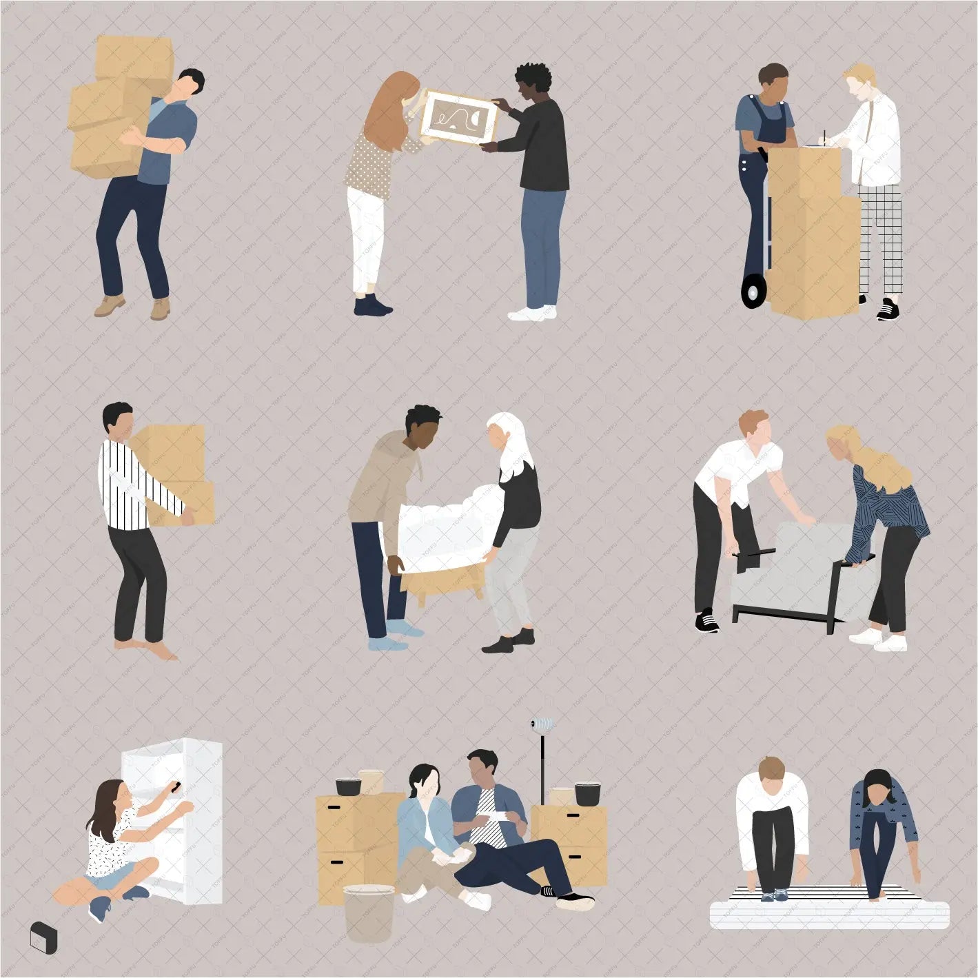 Flat Vector Moving People Digital Artwork drawings | Toffu Co