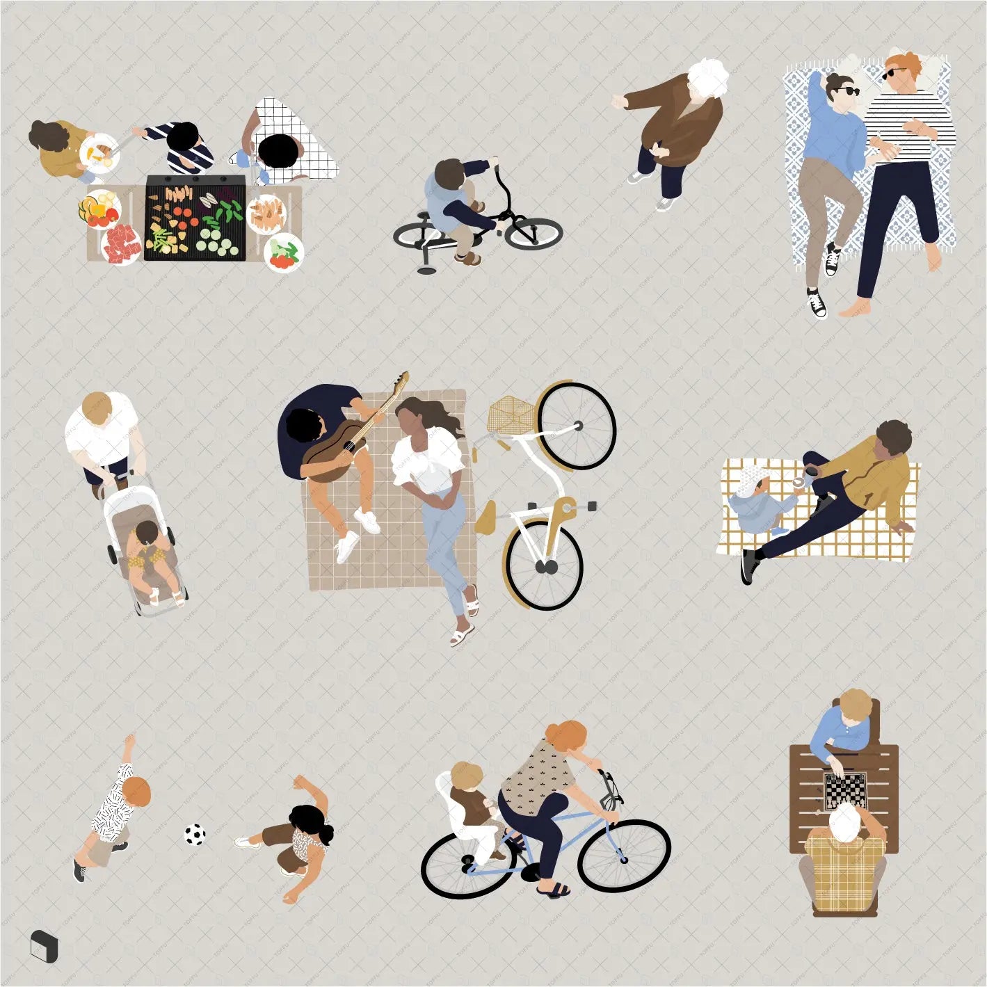 Flat Vector Outdoor Activities Top View Digital Artwork drawings | Toffu Co
