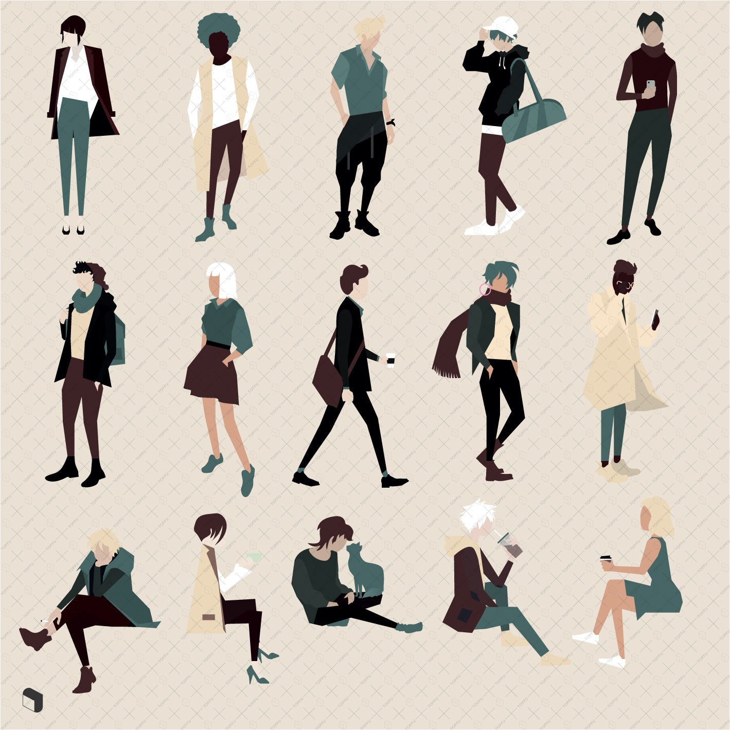 Flat Vector Pik Style People - Toffu Co