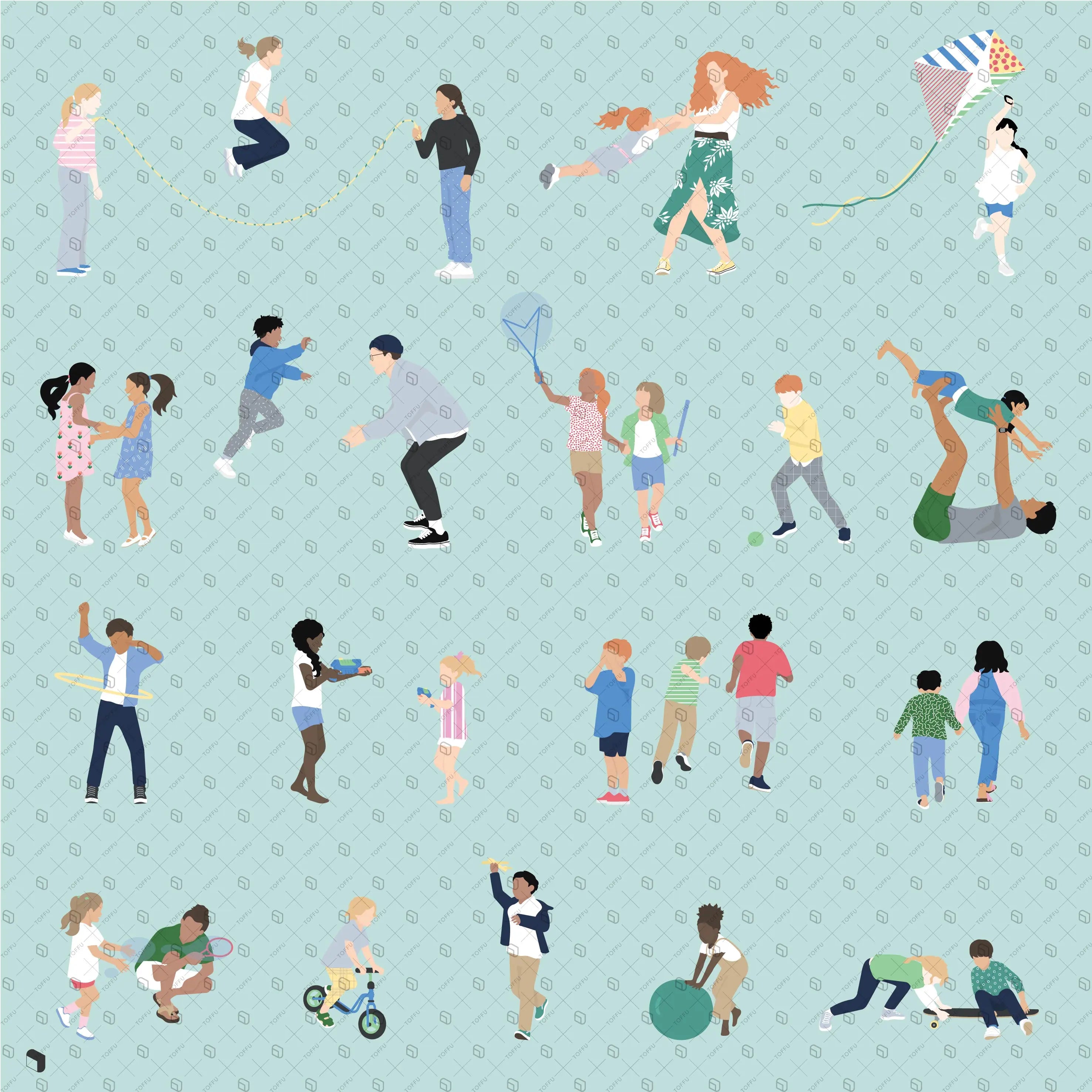 Flat Vector Playing Kids Uncategorized drawings | Toffu Co