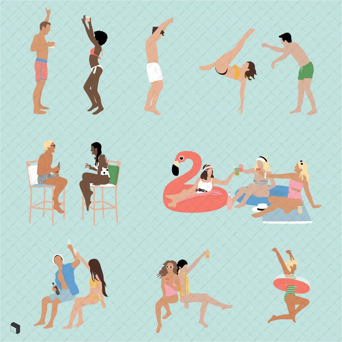 Flat Vector Pool Party Uncategorized drawings | Toffu Co