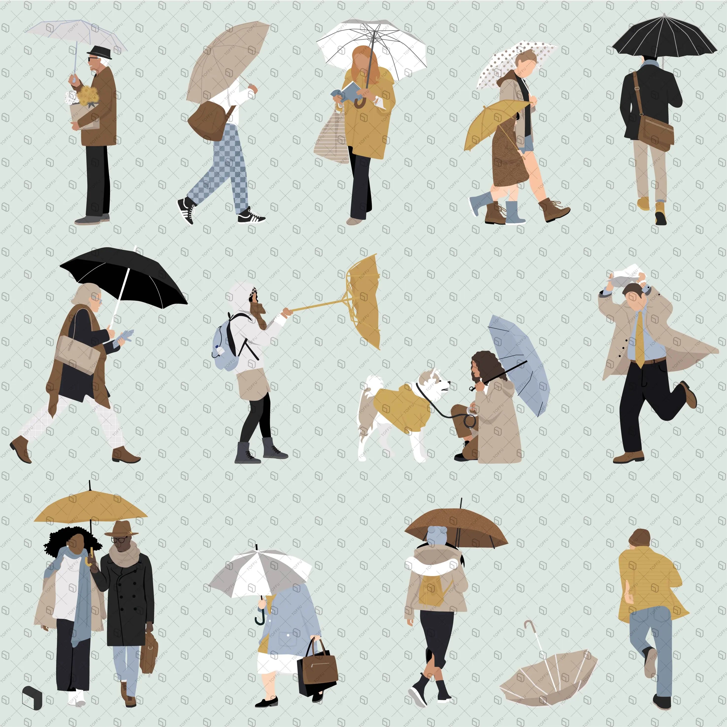 Flat Vector Rainy 2 Digital Artwork drawings | Toffu Co