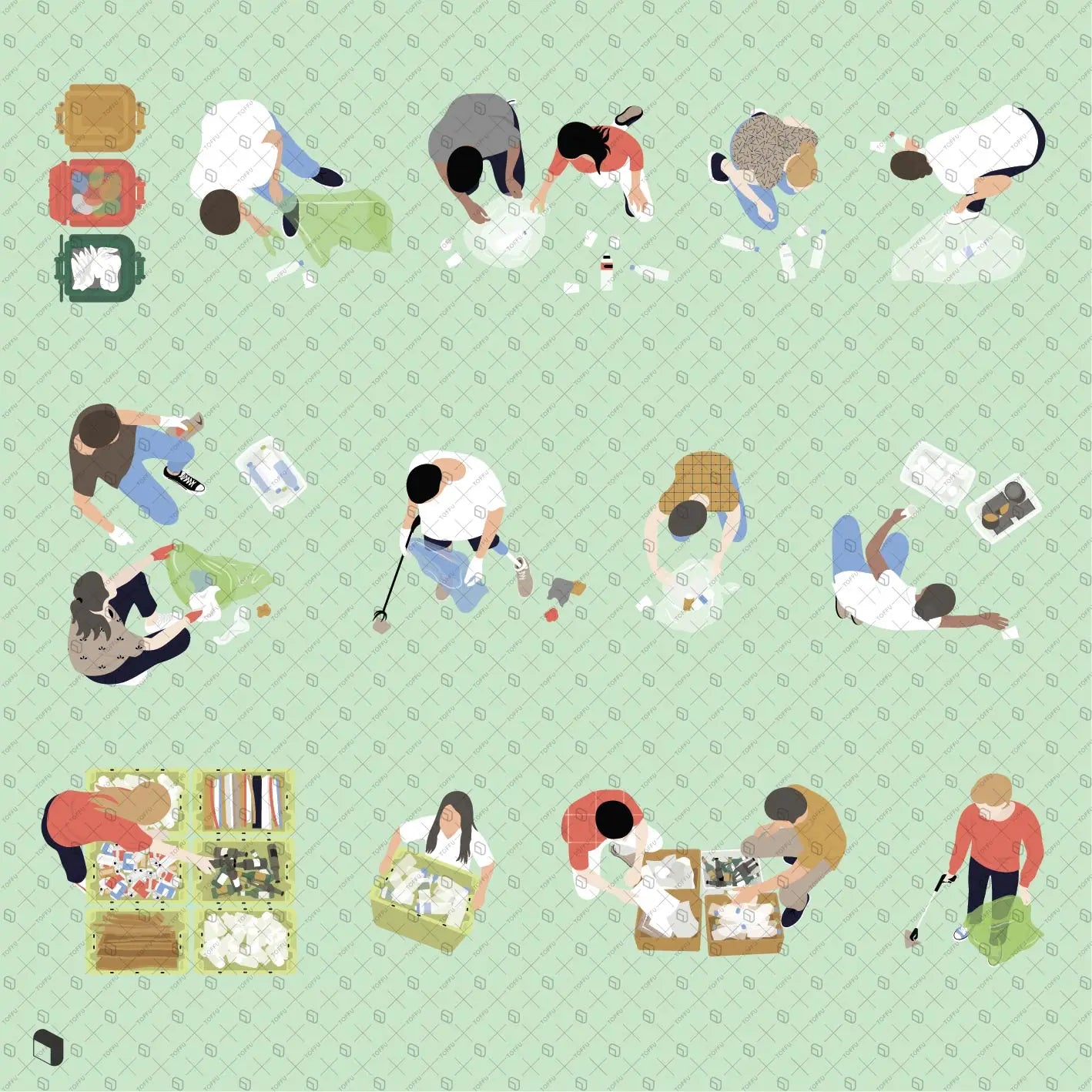 Flat Vector Recycling Top View Digital Artwork drawings | Toffu Co