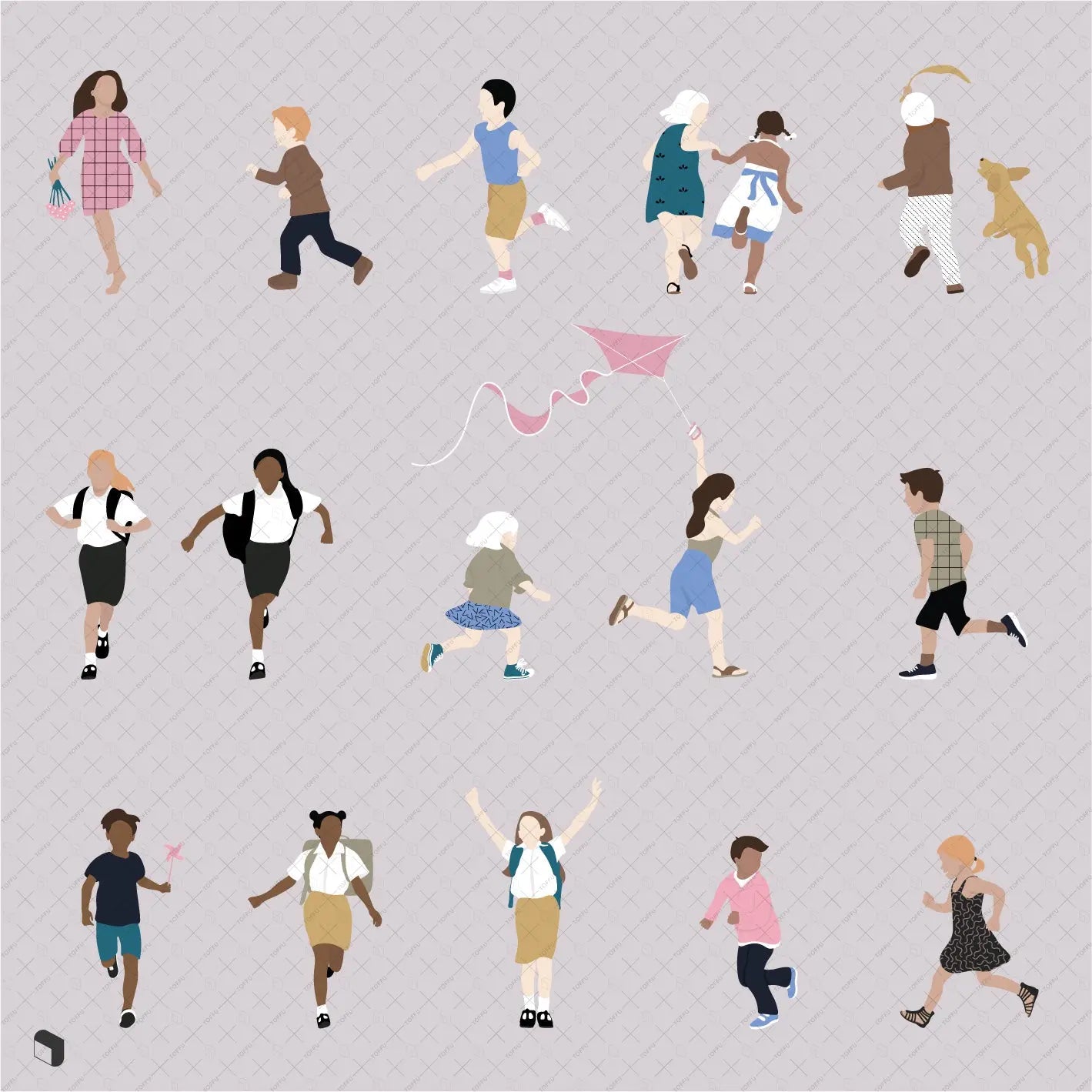 Flat Vector Running Kids Uncategorized drawings | Toffu Co