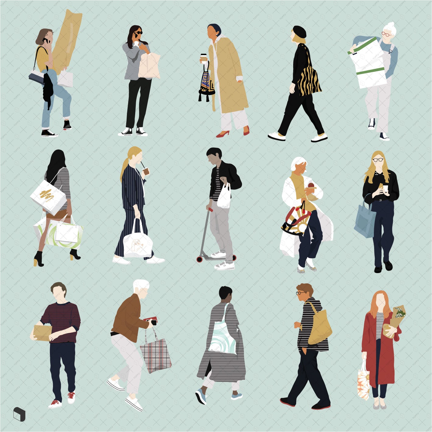 Flat Vector People Shopping 2 - Toffu Co
