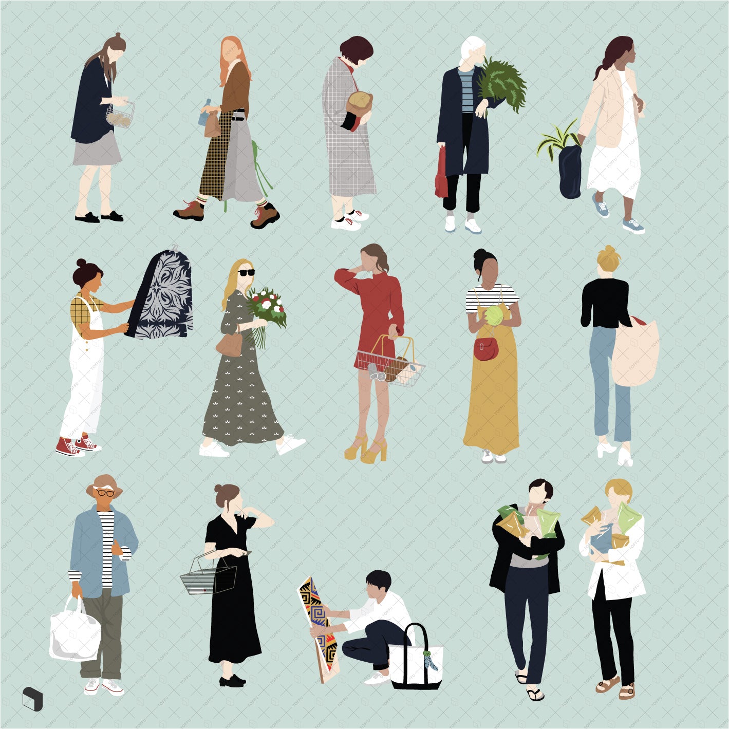 Flat Vector People Shopping 3 - Toffu Co