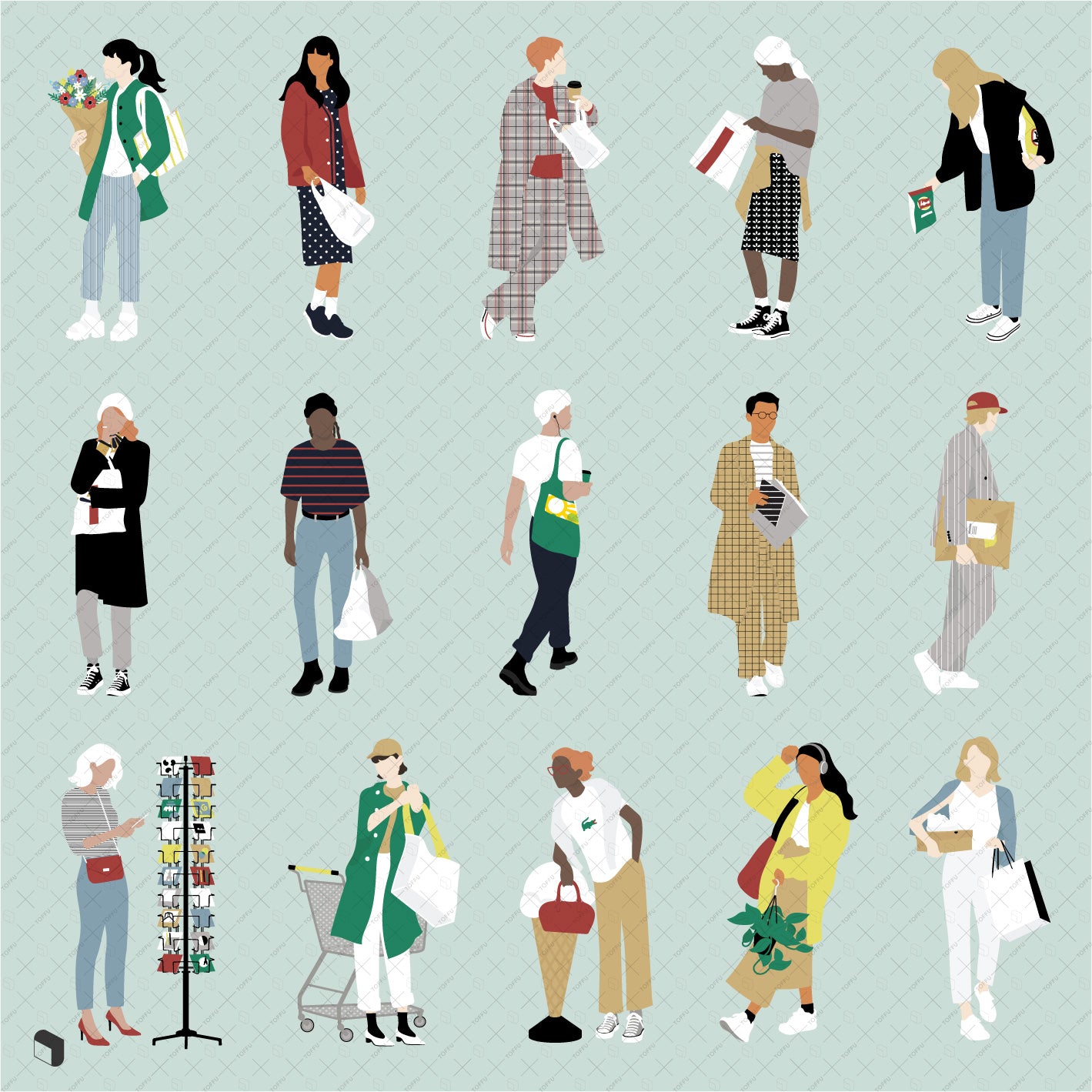 Flat Vector People Shopping 4 - Toffu Co