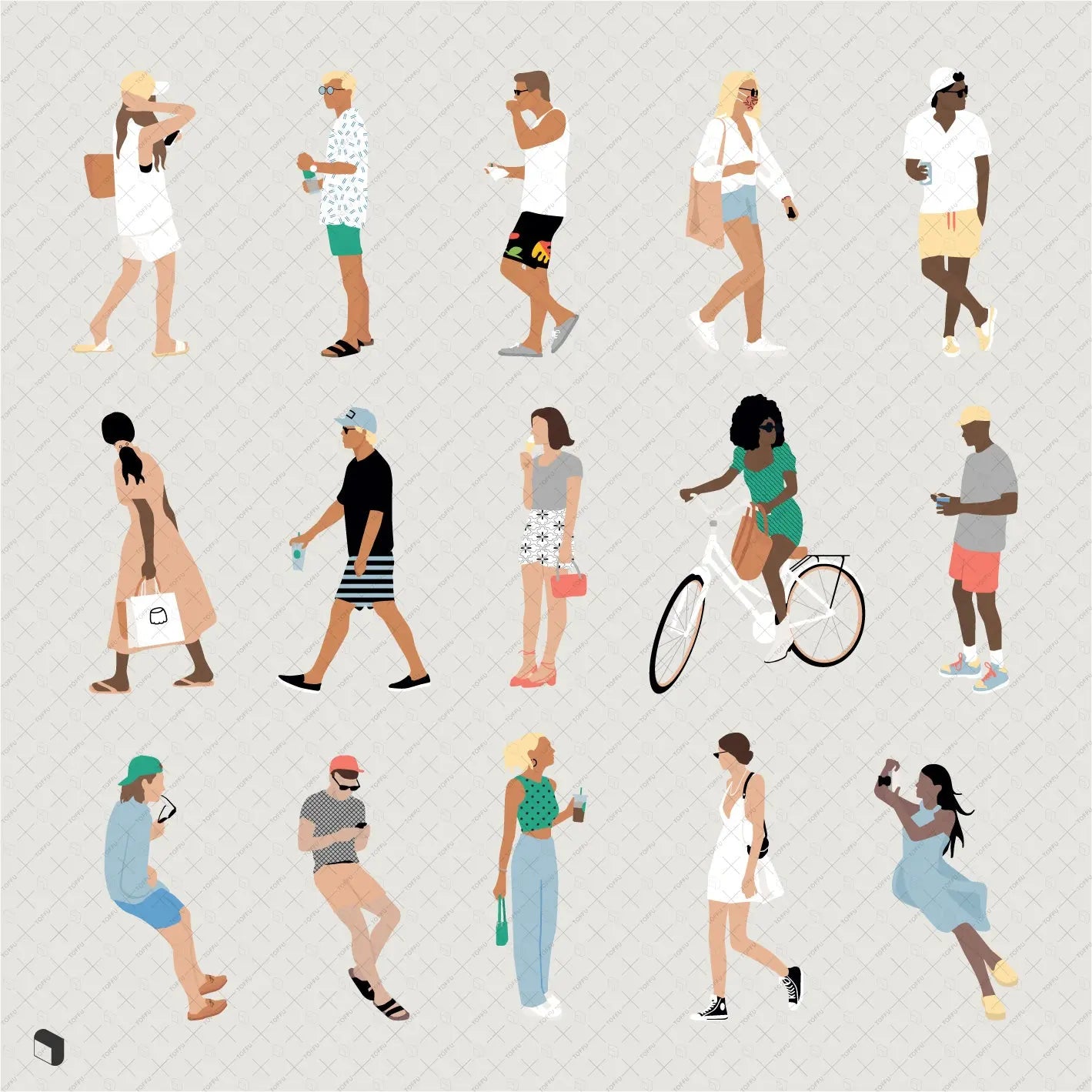 Flat Vector Summer People 4 Uncategorized drawings | Toffu Co