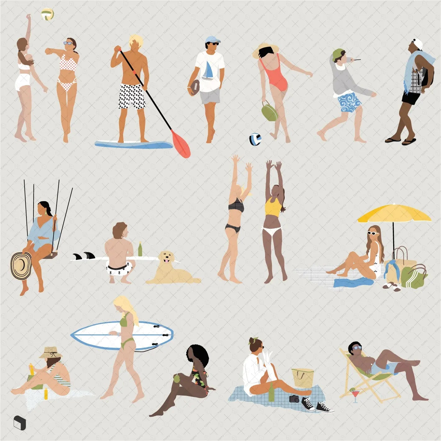 Flat Vector Summer People 5 Uncategorized drawings | Toffu Co