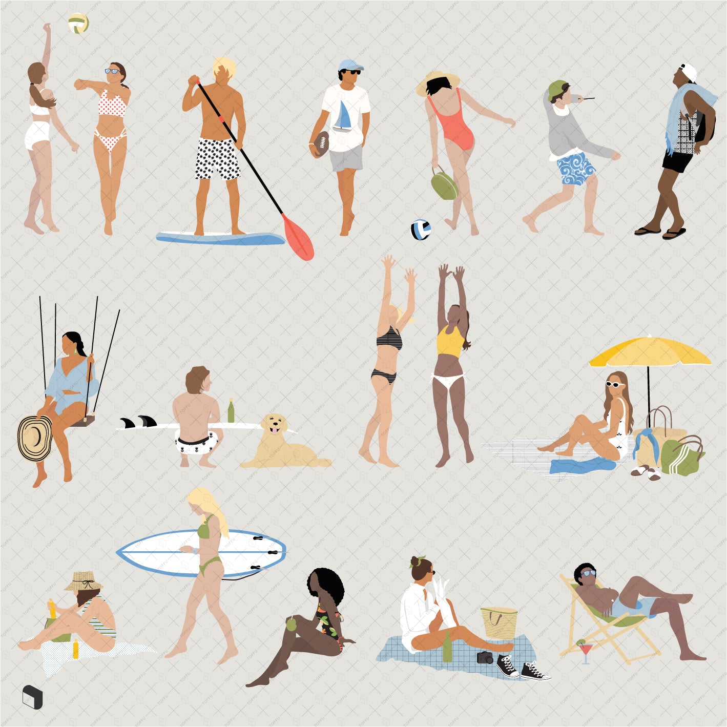 Flat Vector Summer People 5 PNG - Toffu Co