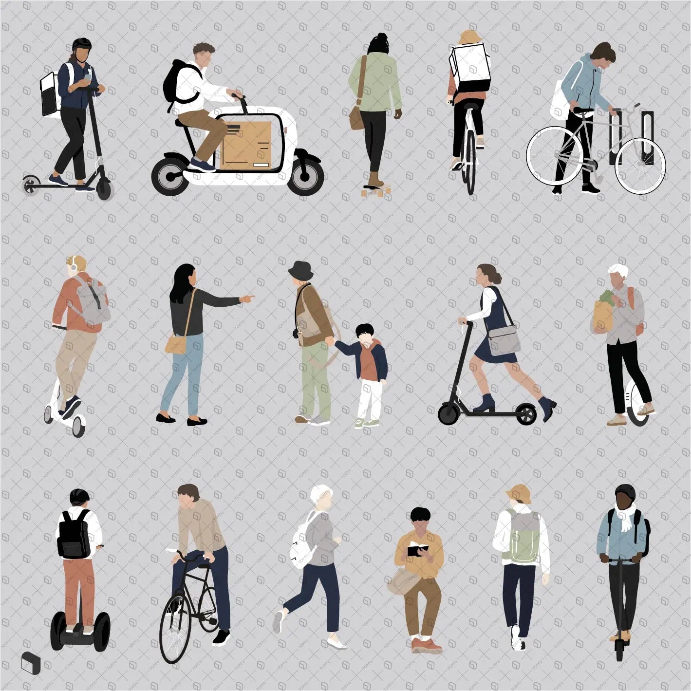 Flat Vector Urban Mobility Digital Artwork drawings | Toffu Co