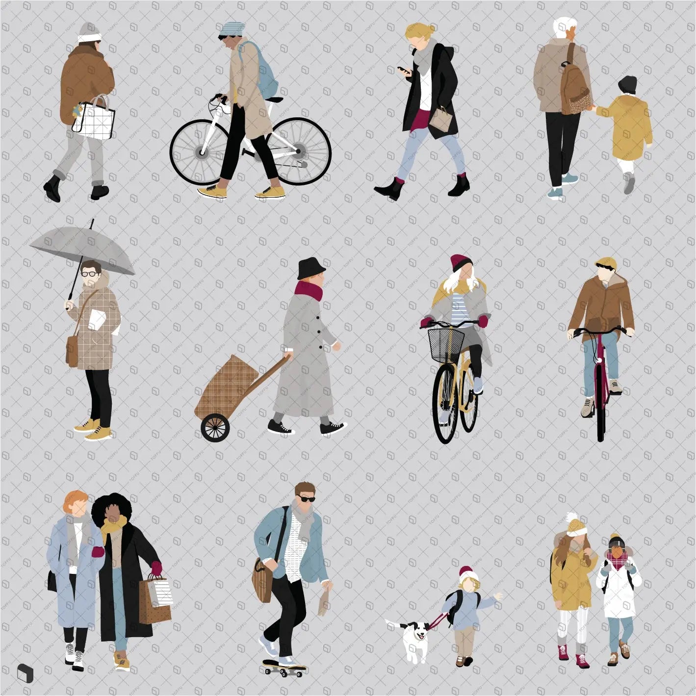 Flat Vector Winter on Street Uncategorized drawings | Toffu Co