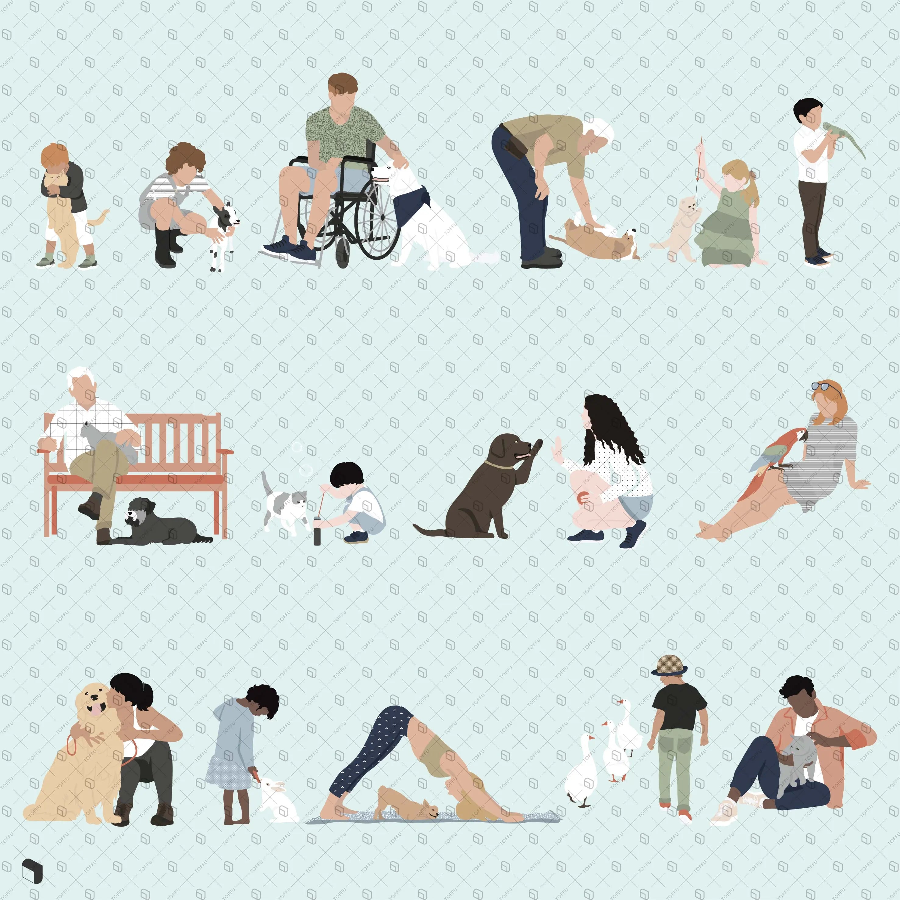 Flat Vector People with Pets Uncategorized drawings | Toffu Co