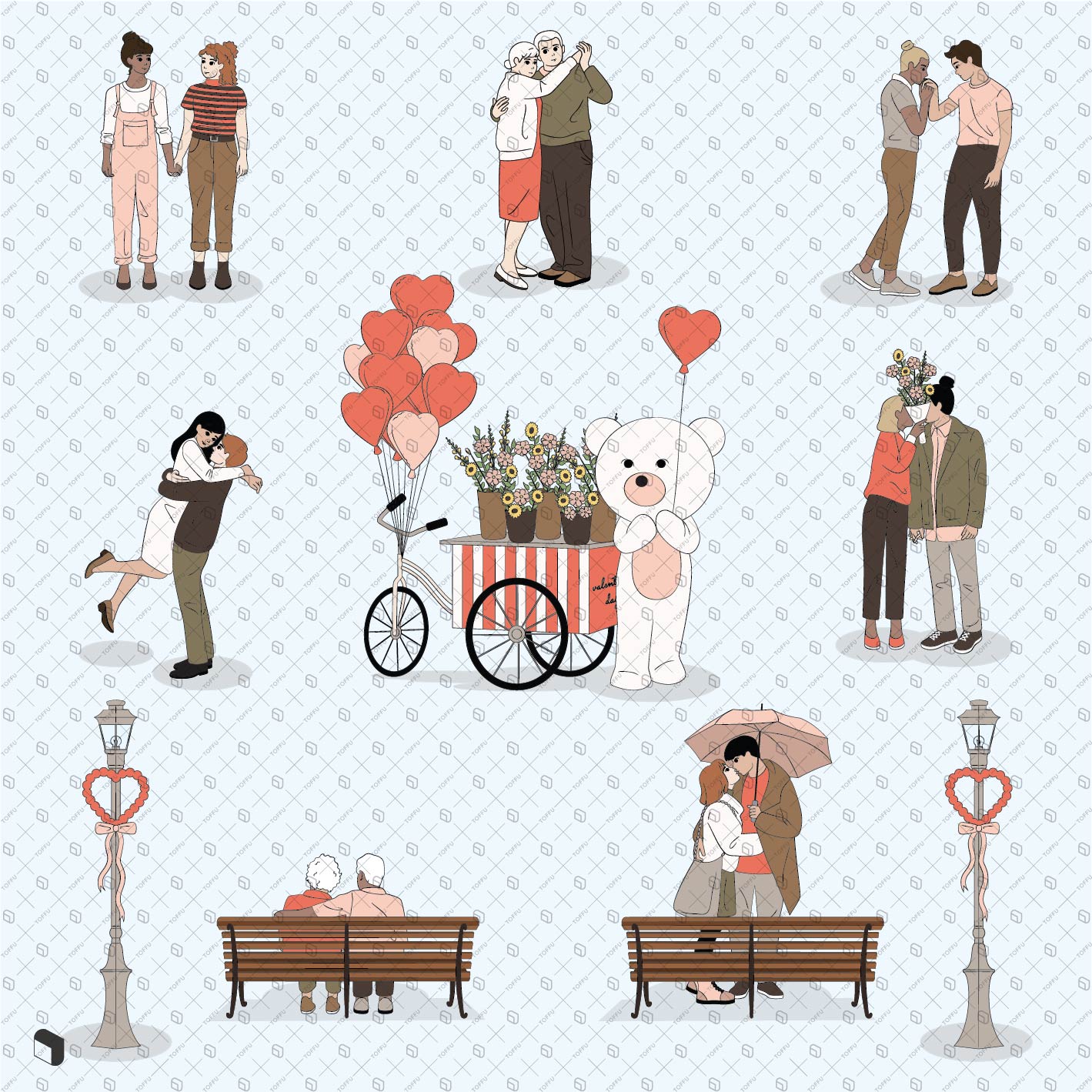 Flat Vector Slice of Life Couples PNG - Toffu Co
