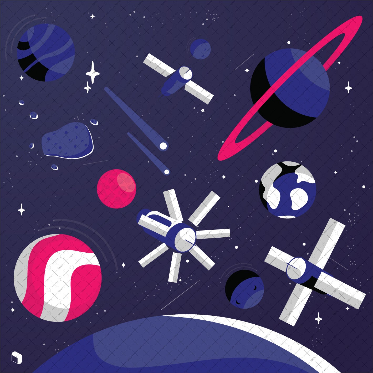 Free - Flat Vector Space Environment PNG - Toffu Co