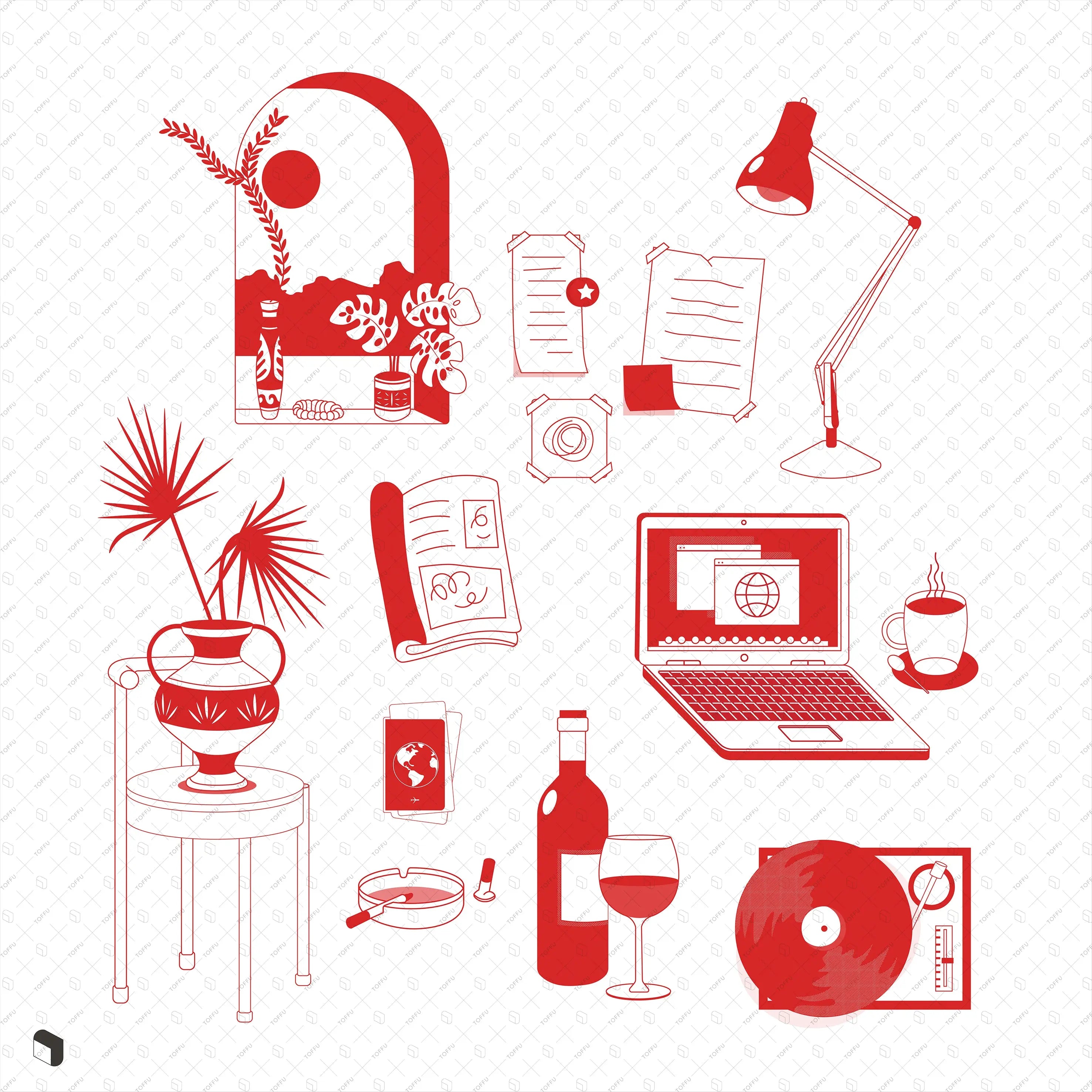 Flat Vector Stickers Digital Artwork drawings | Toffu Co