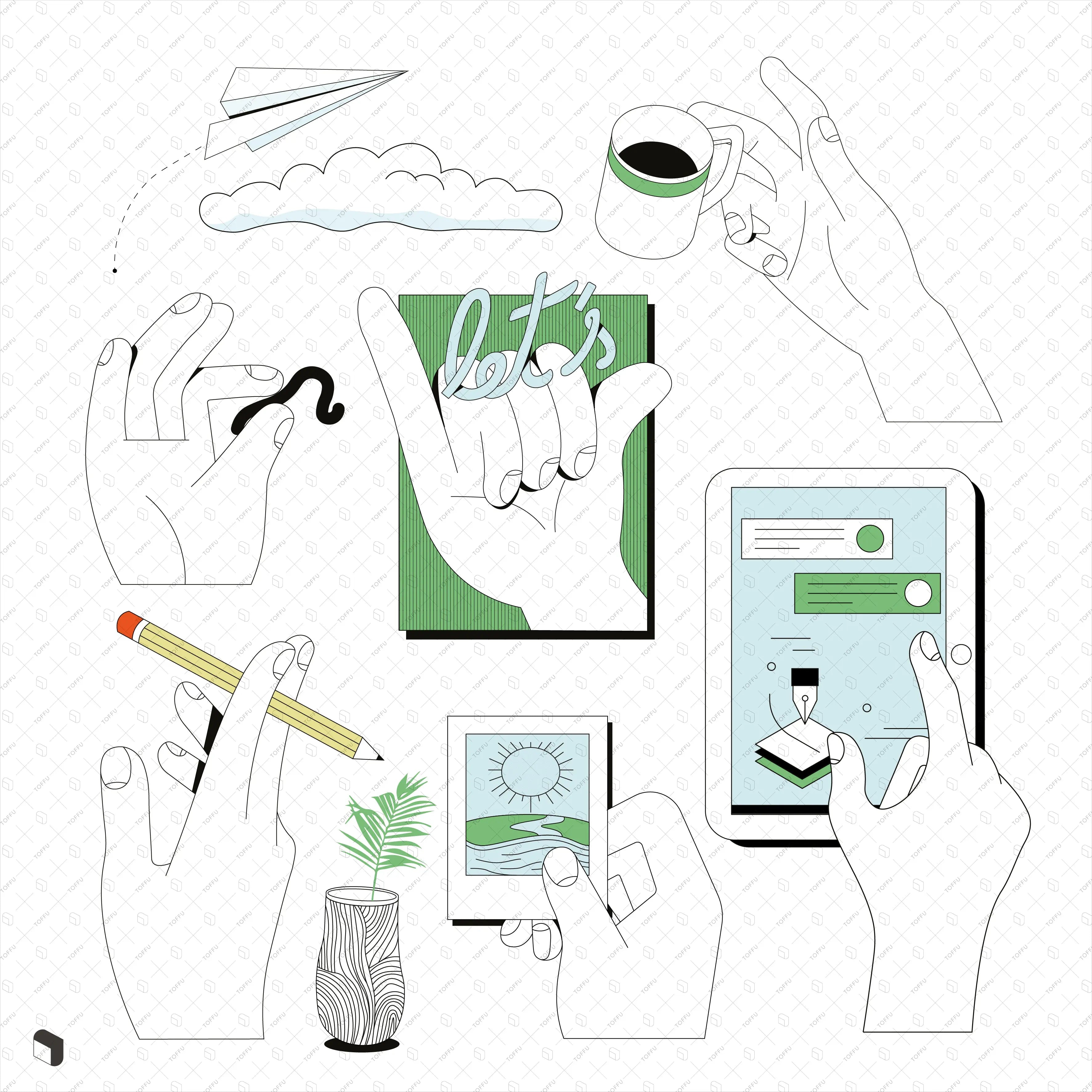 Flat Vector Stickers 2 Uncategorized drawings | Toffu Co