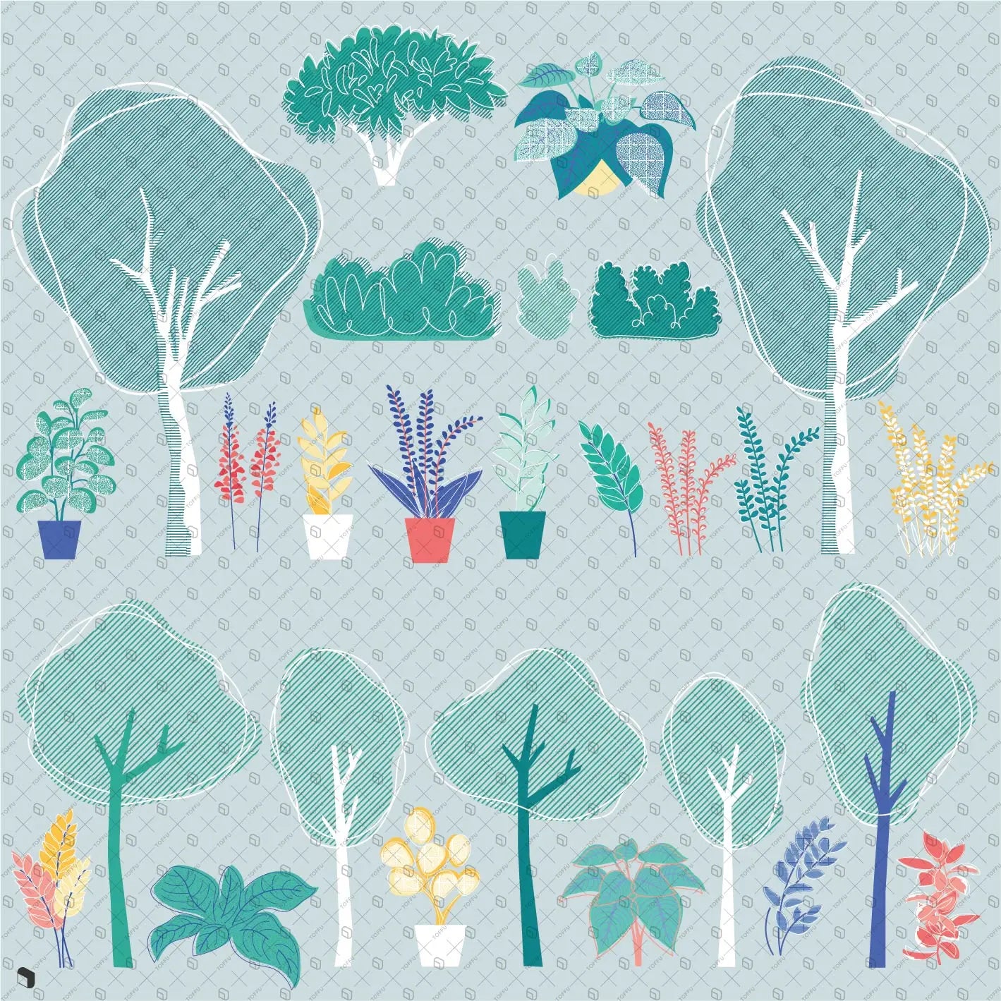 Flat Vector Colored Plants Uncategorized drawings | Toffu Co