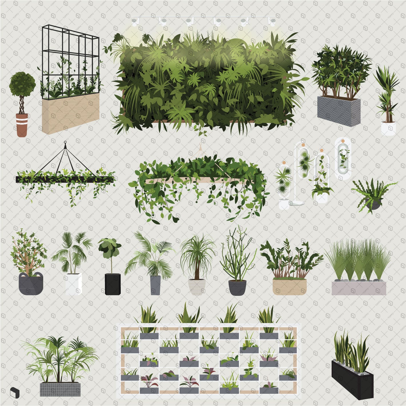 Flat Vector Office Plants PNG - Toffu Co