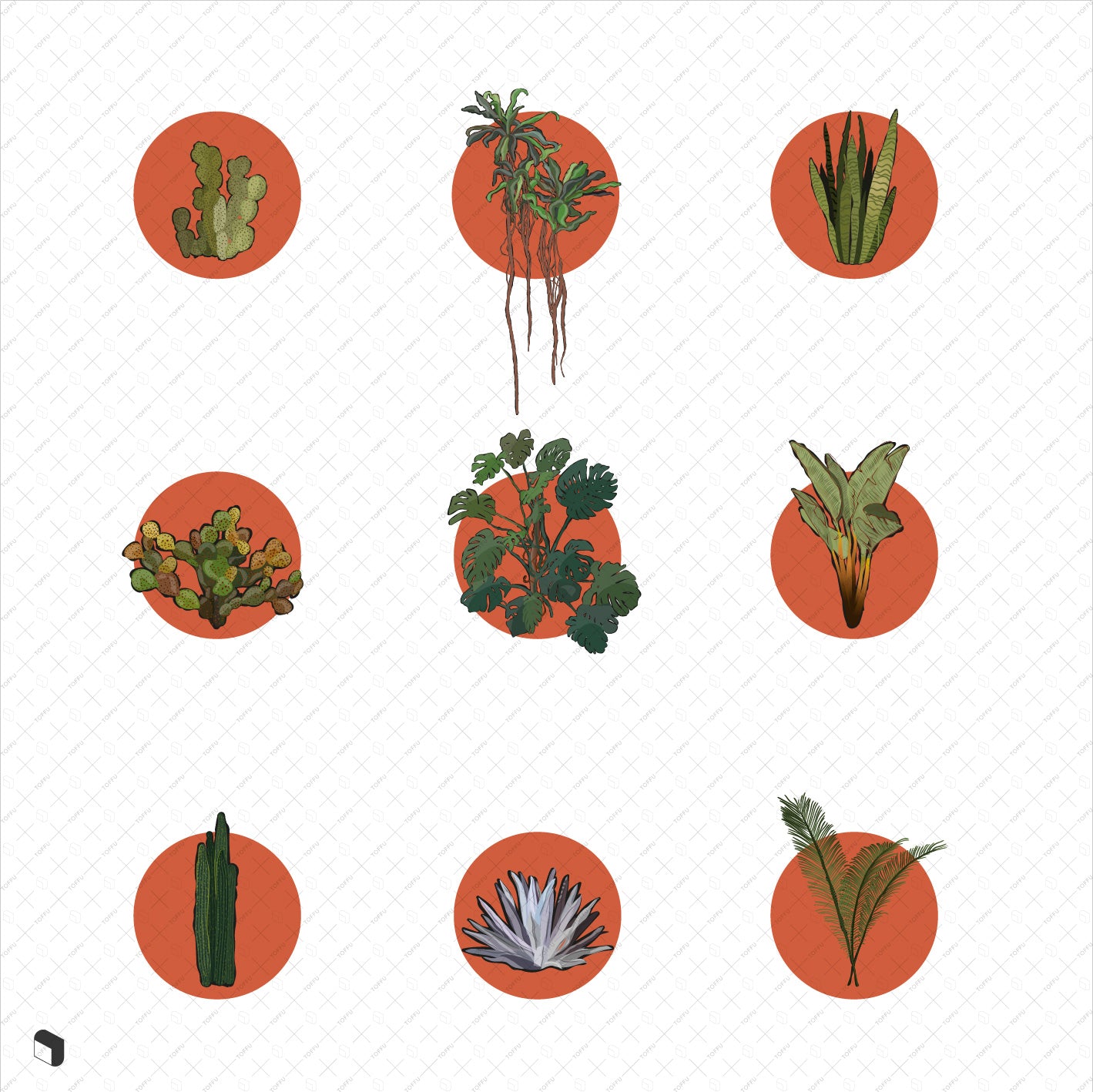 Flat Vector Sketchy Exterior Plants - Toffu Co
