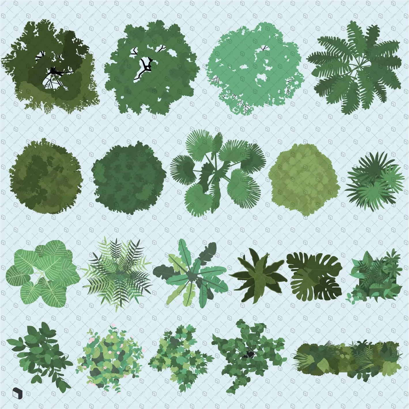 Flat Vector Vegetation Top View Uncategorized drawings | Toffu Co