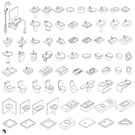 Cad Axonometric Bathroom Furniture – Toffu Co