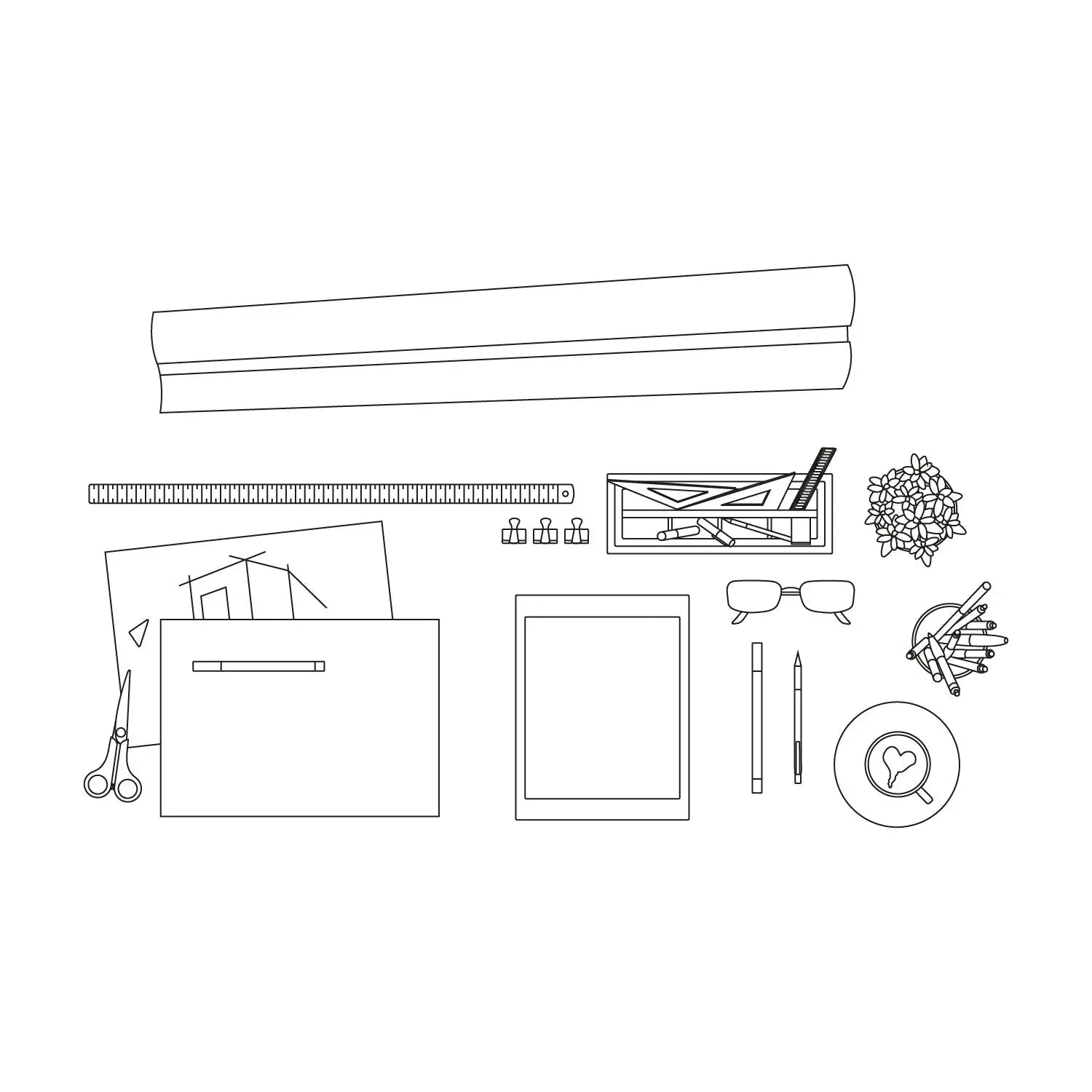 Cad Office Detail Objects Top View Digital Artwork drawings | Toffu Co